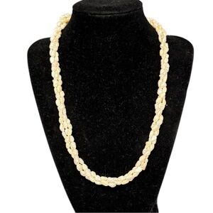 Three Strand Freshwater Pearl Necklace Hand-Knotted White Cultured Pearls